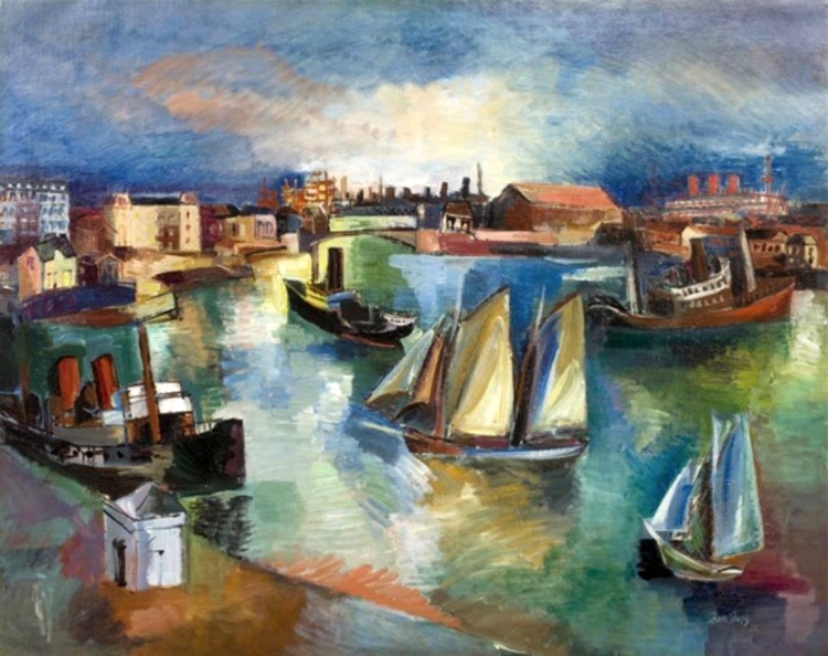Entr&eacute;&e bassin du Havre par Jean Dufy